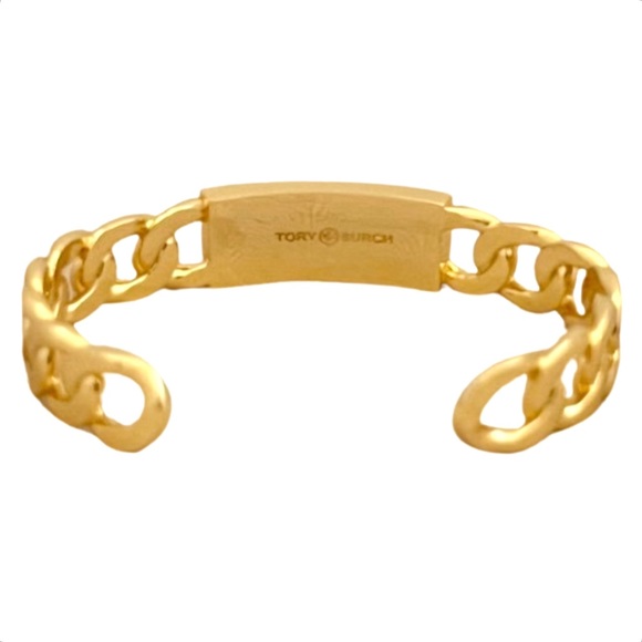 TORY BURCH • White Milgrain Logo Cuff Bracelet - Picture 4 of 7
